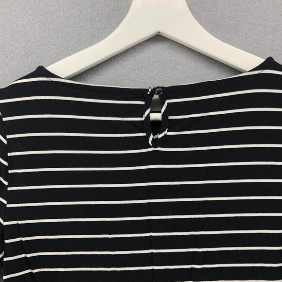 Talbots Asymmetrical Ponte Stretch Rayon T-Shirt Womens Petite Stripe Flattering - Picture 5 of 9